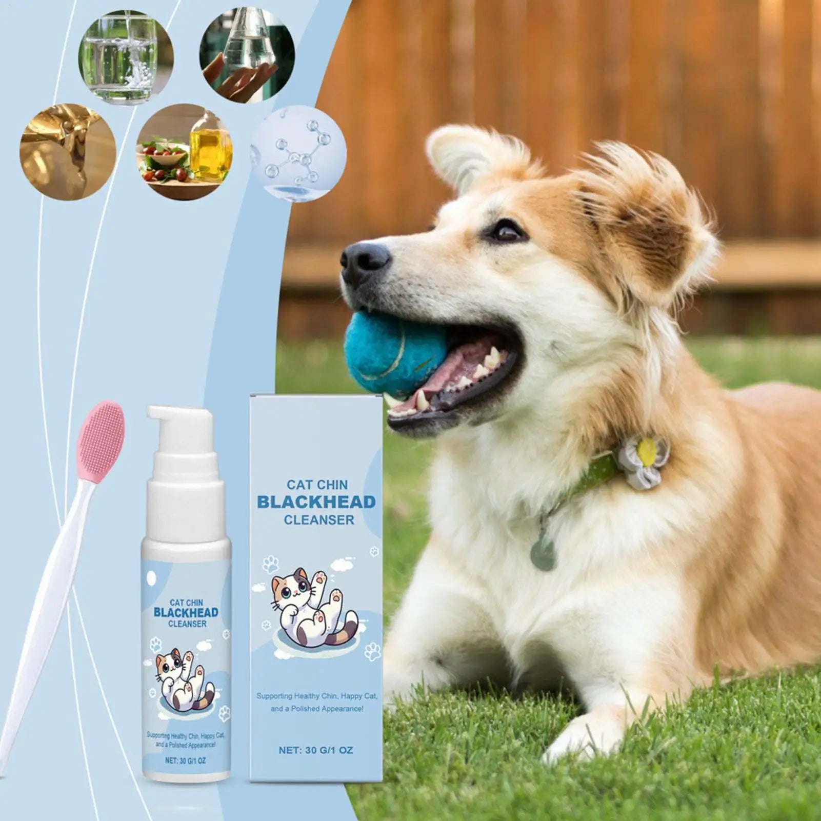 Black Head Remover for Cats Chin Hair Health Cleaner with Brush Grooming Supplies Deep Cleansing Solution for Dogs and Cats Qme