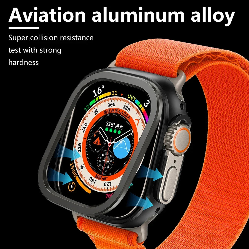 Aluminum Alloy metal +TPU Case For Apple Watch Ultra 49 45 41mm Bumper Frame Housing Protector for iWatch Series SE 9 8 Ultra 7 Qme
