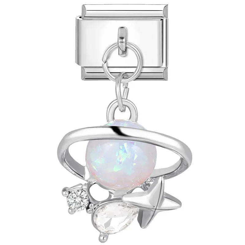 Colored Glaze Star Sun Starfish Ocean Italian Charm Stainless Steel