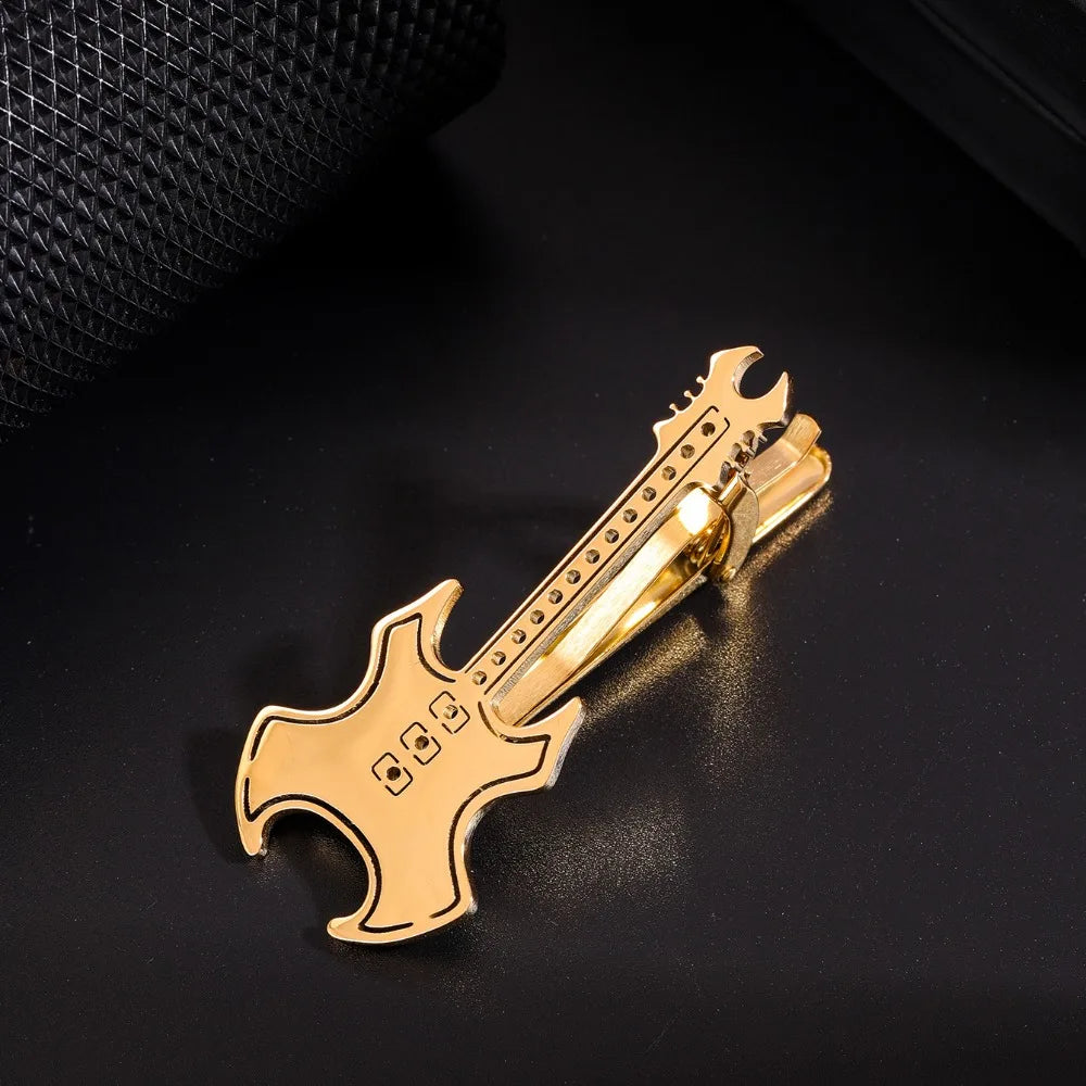 Treble Clef Guitar Tie Clip Titanium Steel Punk Music Note Pin Qme Style 15
