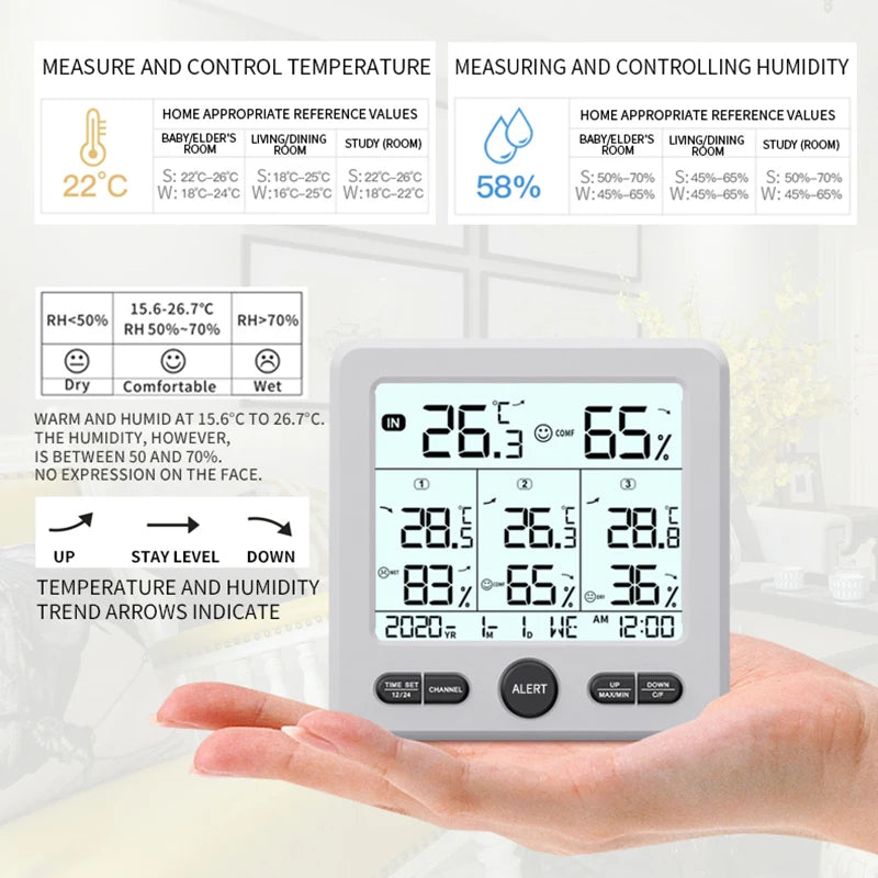 Weather Station Wireless Indoor Outdoor Thermometer Digital Qme