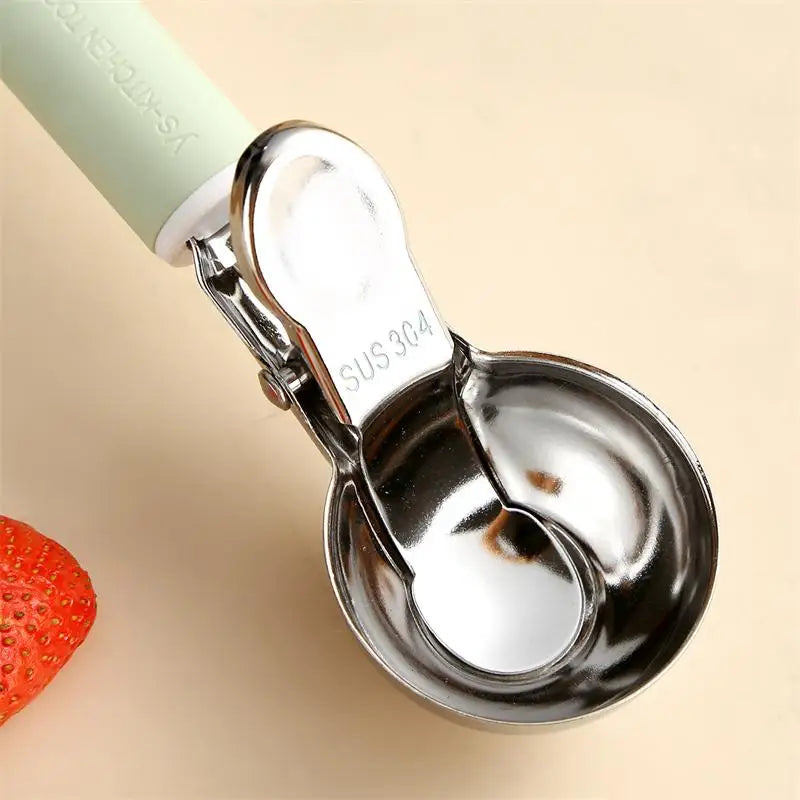 304 Stainless Steel Ice Cream Scoop Digger Non-Stick Watermelon Fruit Ball Yogurt Spoon Multifunctional Tool For Kitchen Bar. Qme