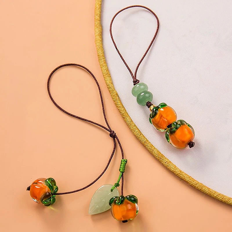 Cute Kawaii Persimmon Vintage Chinese Key Pendant Phone Charms Strap Qme
