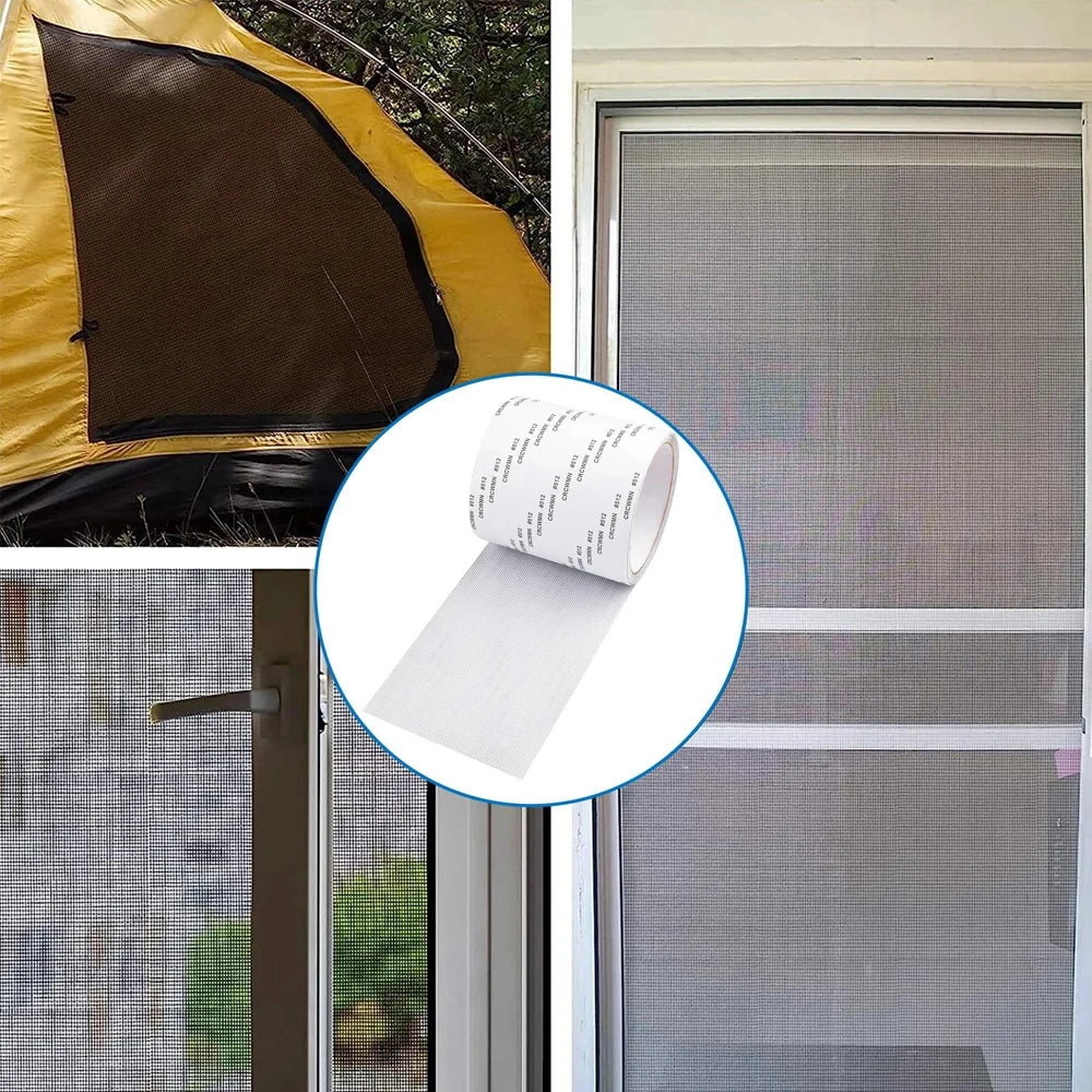 2 Rolls 10cmx2M Window Screen Mosquito Net Repair Tape Self-Adhesive Strong Anti-Insect Fly Mesh Broken Holes Repair Patch Qme