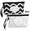 1PCS/2PCS Wet Wipe Bag With Pull-Out Flip Cover, Wet Tissue Bag For Bedside Placement, Handheld, Portable For Going Out Qme black and white