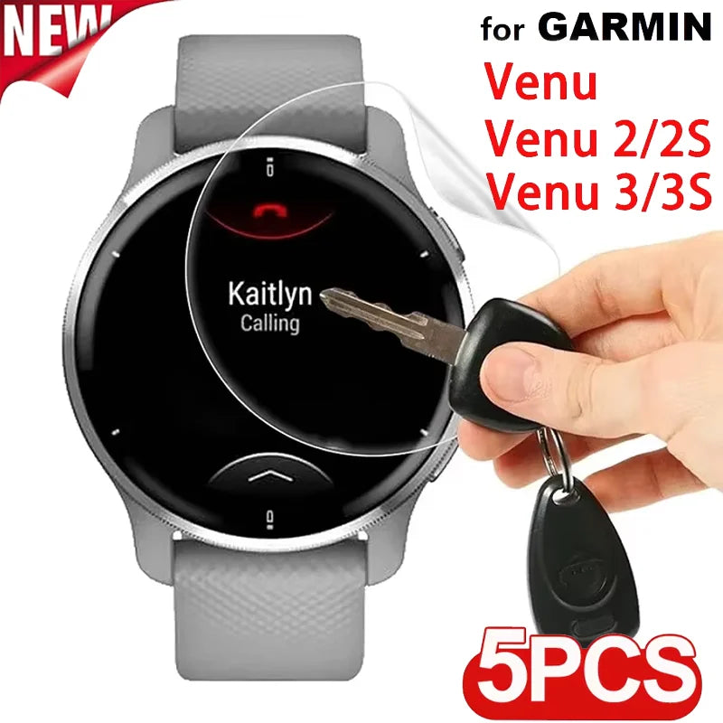 Hydrogel Film For Garmin Venu 3 3s 2 2s Protective Film Soft TPU Anti-scratch Screen Protector For Garmin Venu2 Venu3 Not Glass Qme 5PCS For Venu 3