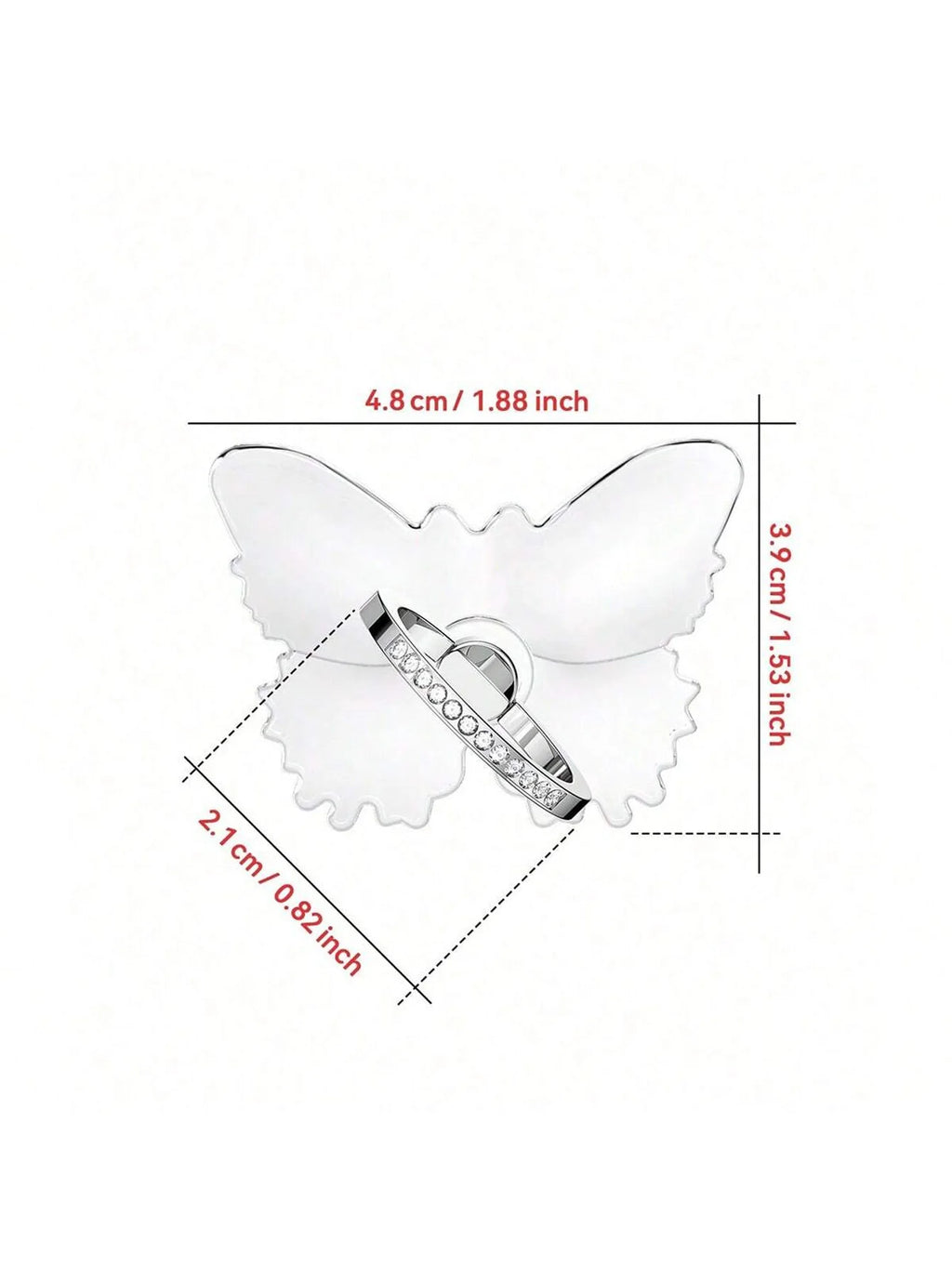 Butterfly Diamond-encrusted Transparent Crystal Decorative Ring Qme