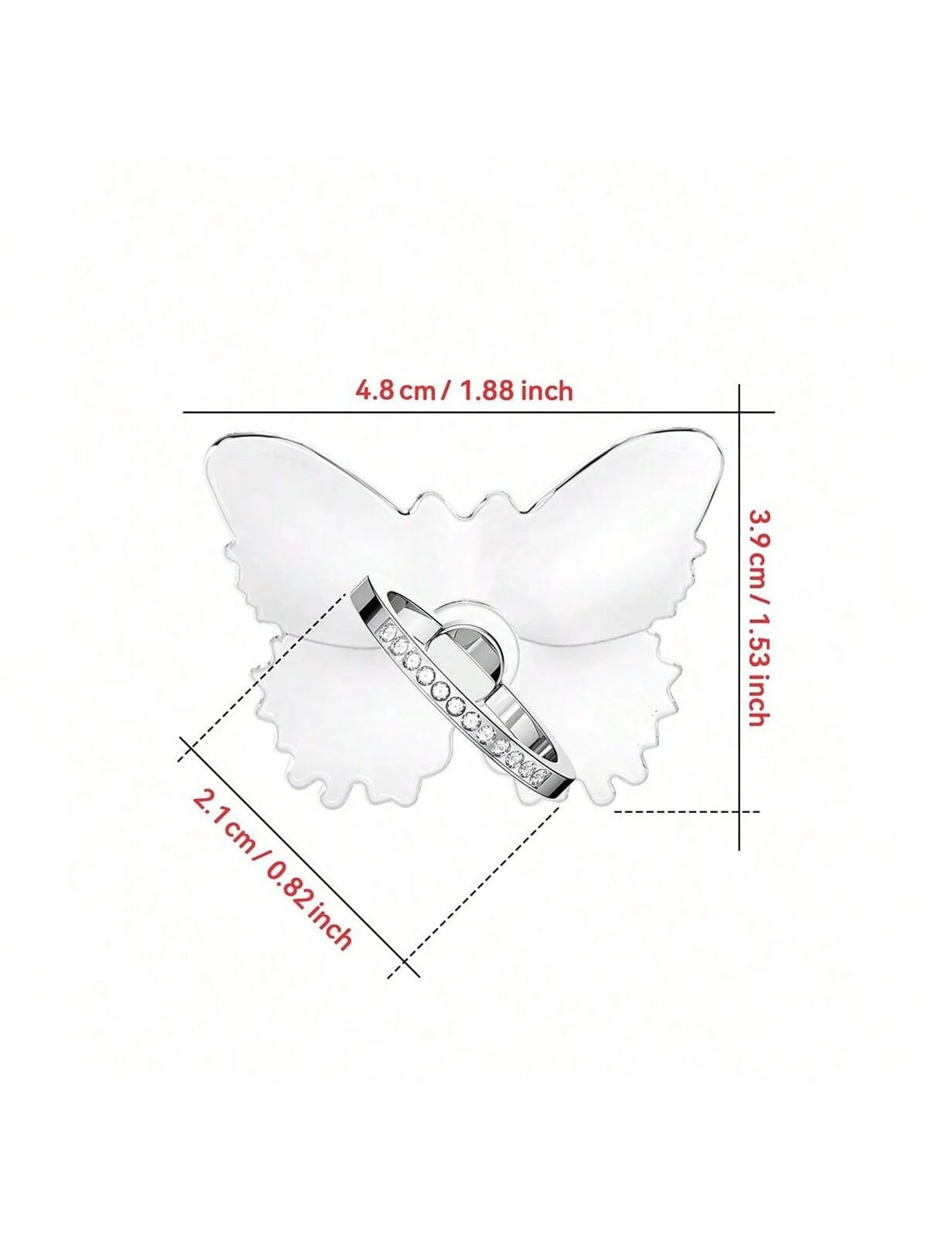 Butterfly Diamond-encrusted Transparent Crystal Decorative Ring Qme