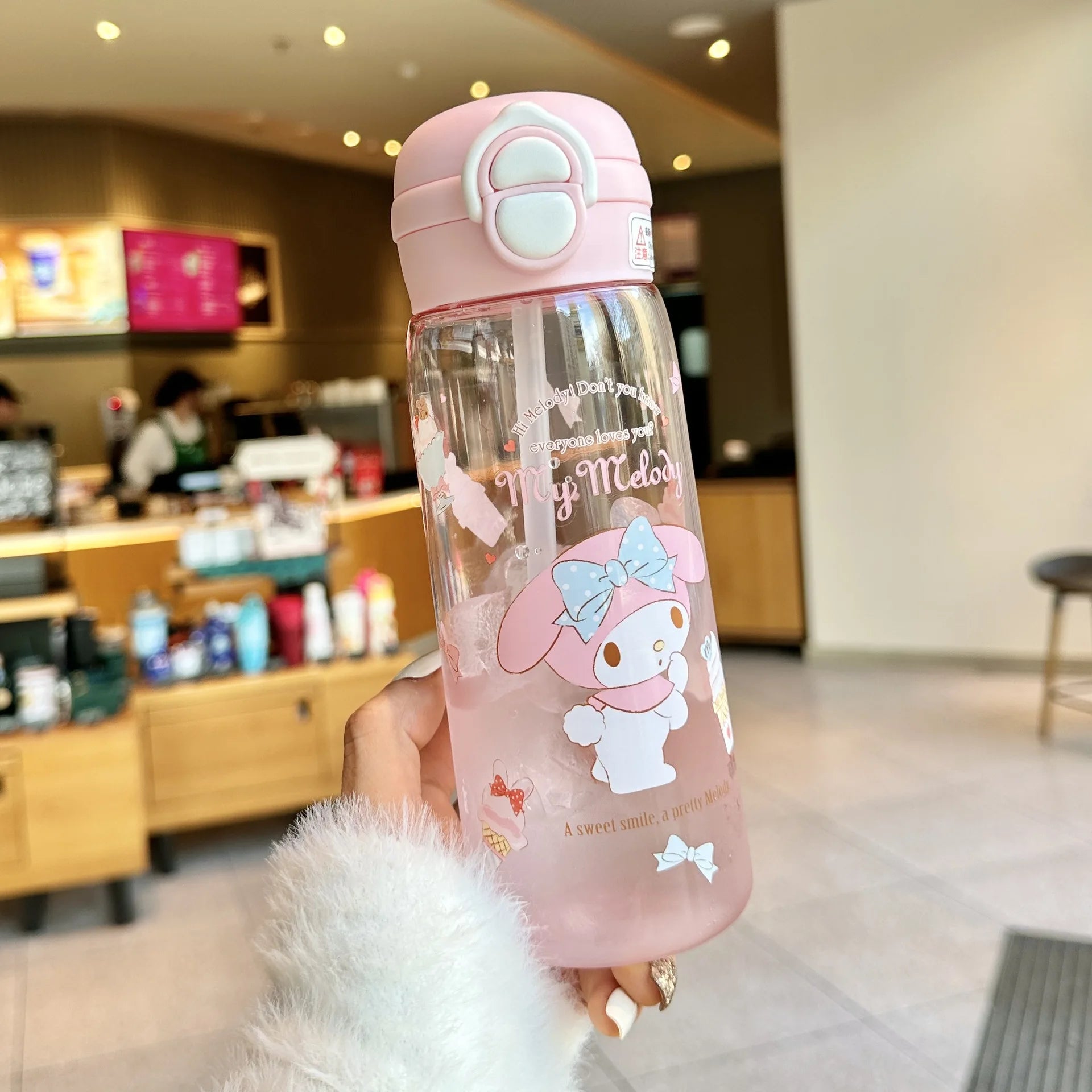 Hello Kitty Kuromi High-Quality Plastic Cup Convenient Carry-Handle Direct-Drink Cup Student & Casual Water Cup Water Bottle Qme 6