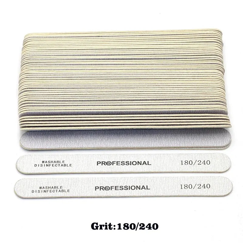 10-100PCS Wooden Nail File Professional Sanding Buffer Files 100/180/240 Double Side For Manicure Pedicure UV Gel Tips Tools Qme 50PCS Grit180-240