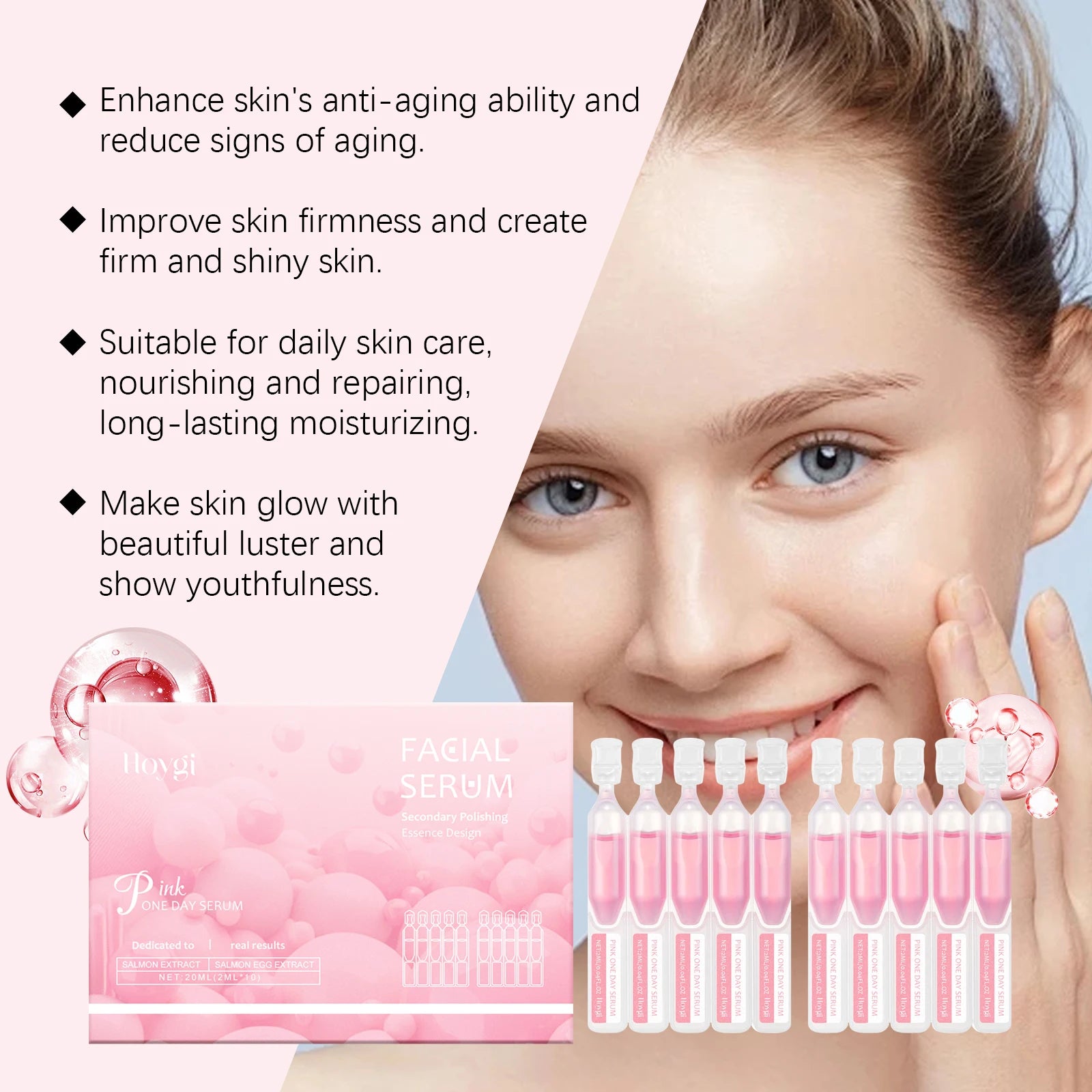 Firming Hydrating Ampoule Firming Smoothing Facial Skin Oil Control & Pore Refining Skin Rejuvenation Essence for All Skin Types Qme