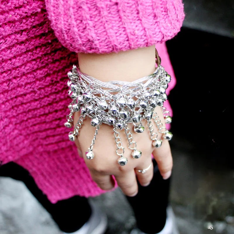 Classic Ethnic Style Miao Open Bell Bracelet Dance Performance Clothing Arm Ring Accessories Jewelry Qme
