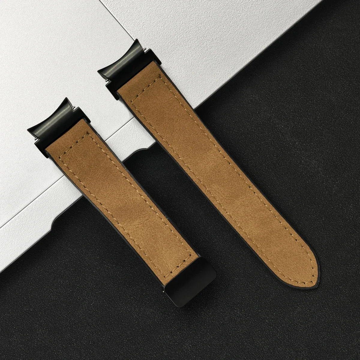 20mm Quick fit Leather Band for Samsung Galaxy Watch 6 5 4 40 44mm watch 5 pro 45 for 6/4 classic 43 47mm 42 46mm No Gaps Strap Qme