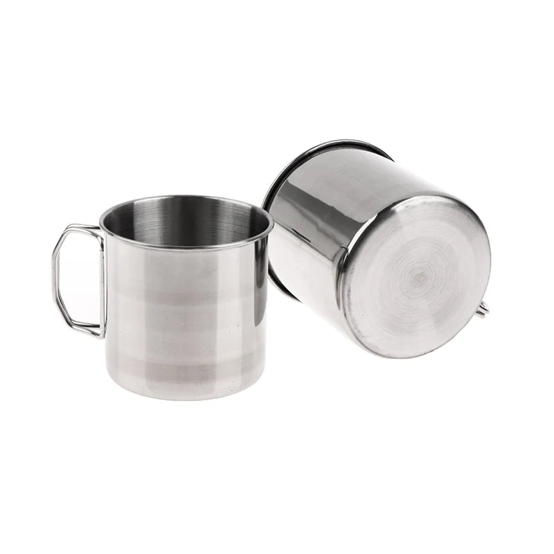 Stainless Steel Folding Handle Cup Portable Carabineroutdoor Camping Qme
