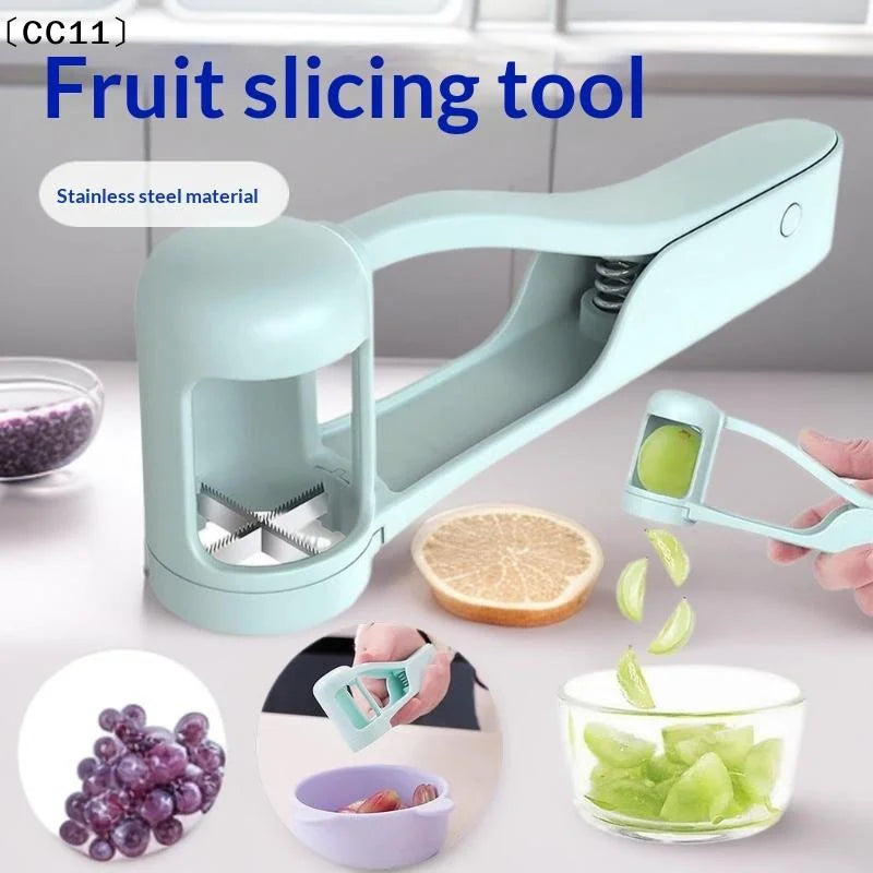 Fruit Slicer Press Stainless Steel Blade Grape Cherry Strawberry Qme