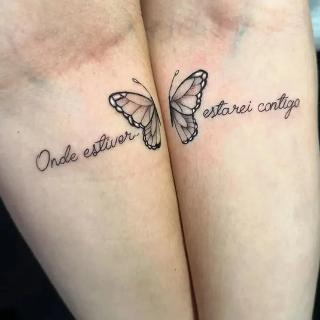 Splicing Butterfly Tattoo Sticker, Realistic Line Temporary Tattoo, Long-Lasting Waterproof Couple Sticker for Romantic Gift Qme