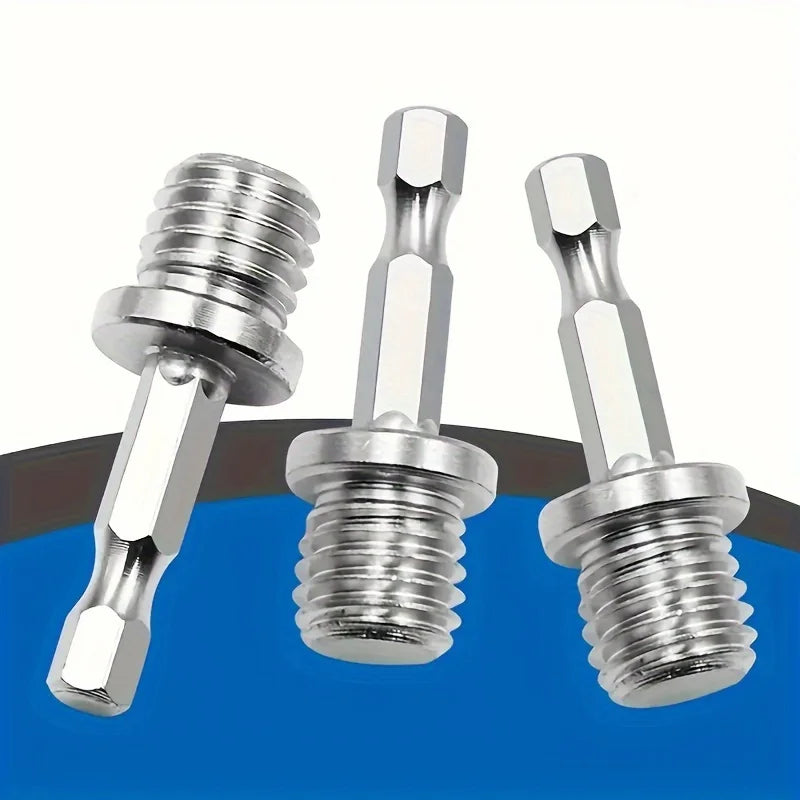 M14 Drill Adapter 1/4 Hex Shank Drill Adapters M14 Screw Thread Connecting Rod Angle Mill Handle Polishing Grinder Electric Tool Qme 3PCS
