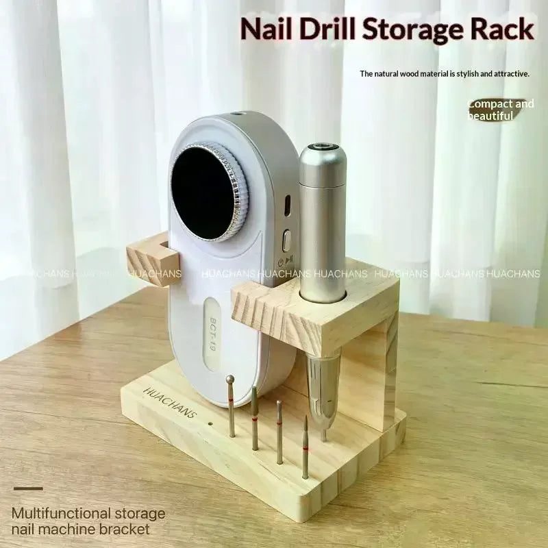 Summer Nail Drill Machine Bits Wooden Holder DIY Manicure Storage Rack Qme