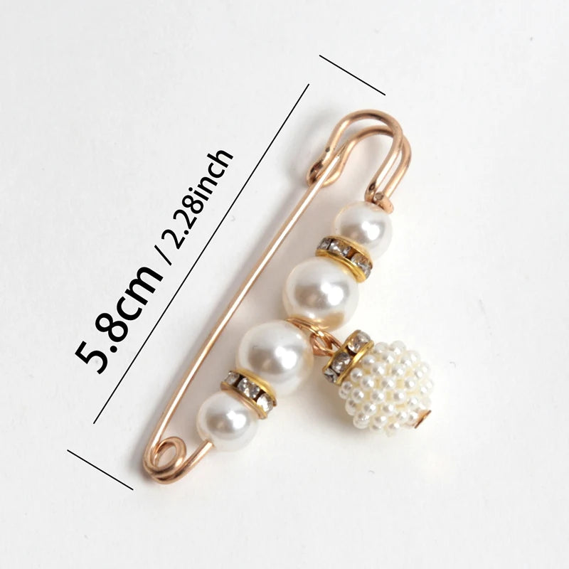 Women Fashion Pearl Brooch Waist Cinching Adjustable Skirt Anti-slip Qme