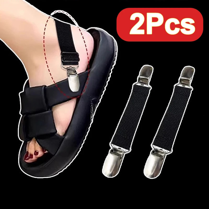 Adjustable Elastic Slipper Heel Straps, Anti-Slip Shoe Laces For Sandals, No More Heel Slipping,Multi-Use Pant Clips Boot Straps Qme