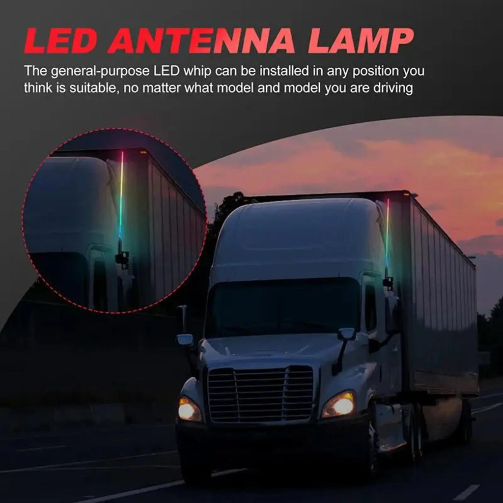 Car Flash Light Waterproof RGB Antenna Lights Dustproof 12-24V Auto Qme
