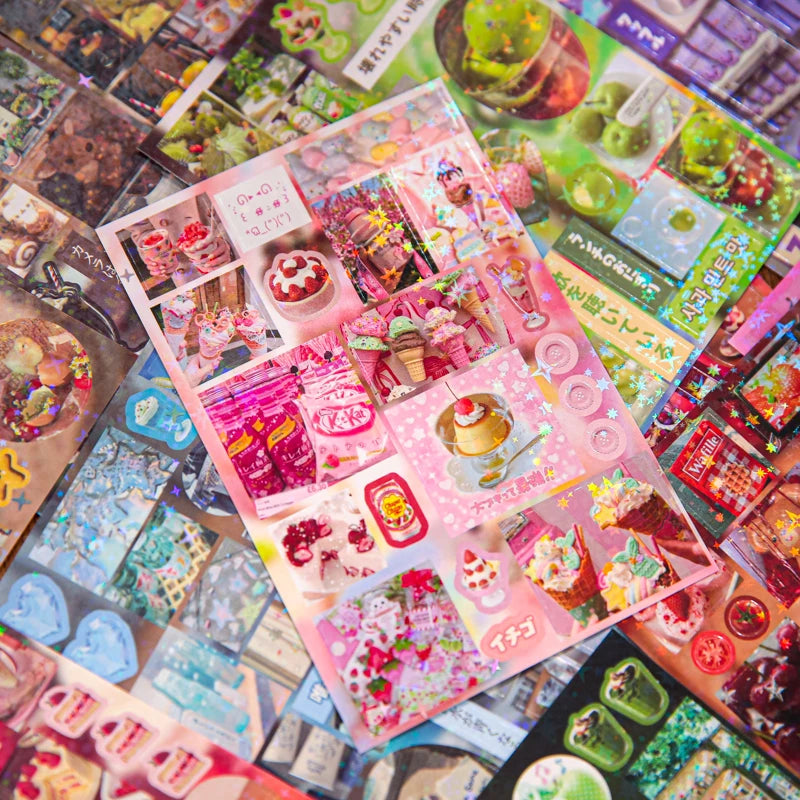 Dessert Theme Die-Cut Stickers Book 20/30 Sheets for DIY Decorative Scrapbook Phone Case Collage Aesthetic Stationery Stickers Qme