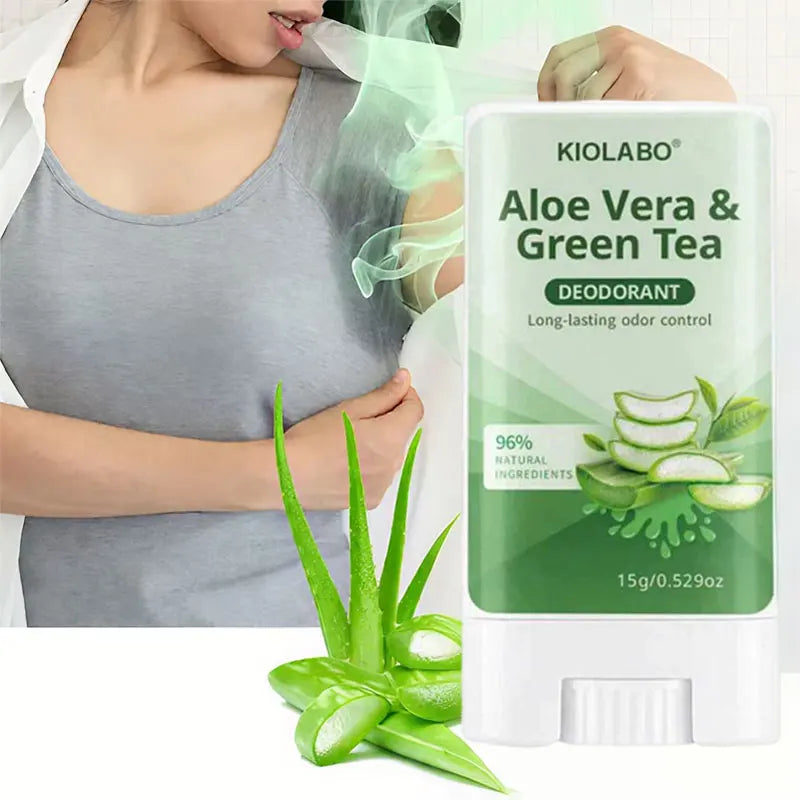 Aloe Vera Green Tea Deodorant Stick Travel Friendly Hygiene Essential Qme