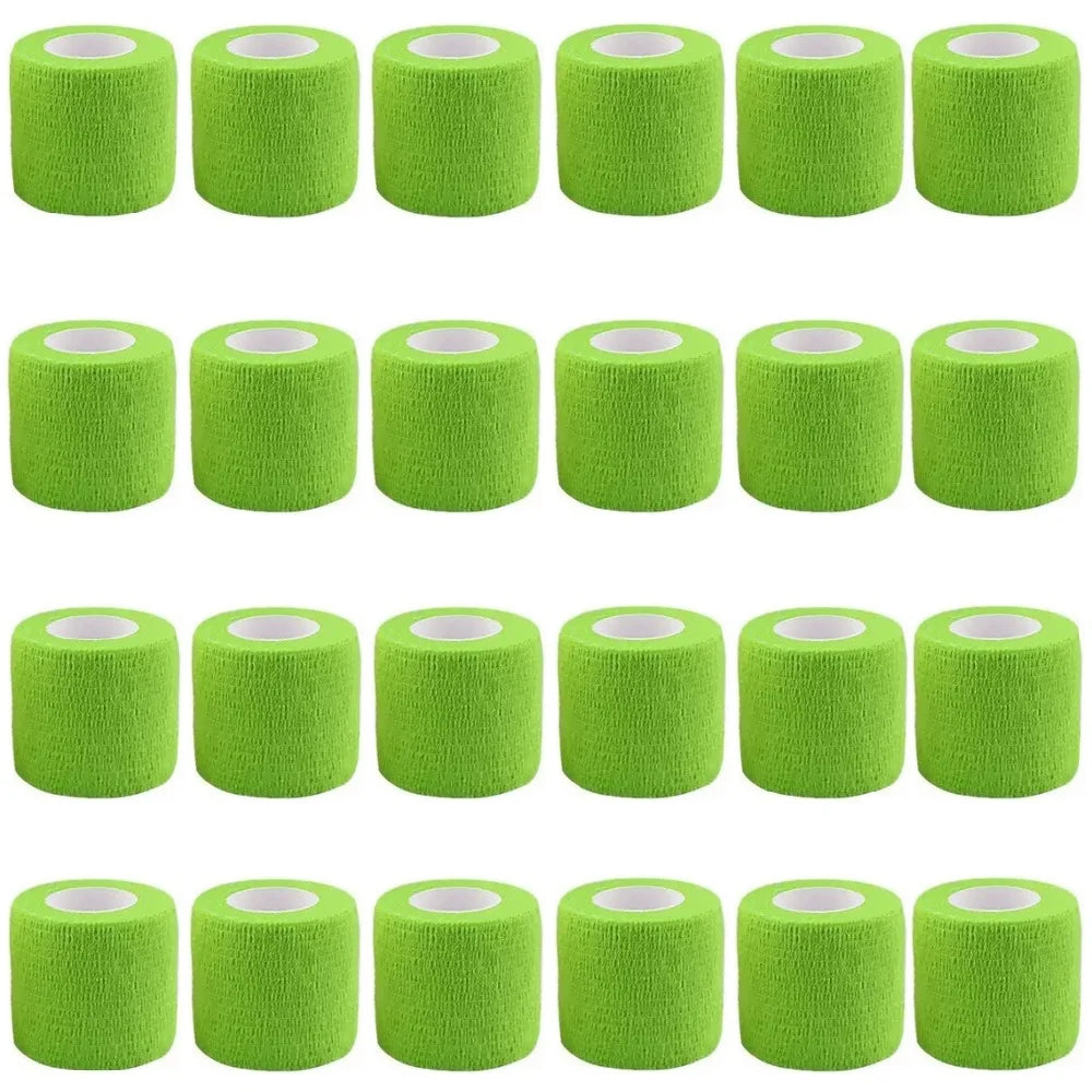 24pcs Bandage Tape Self Adhesive Elastic Bandage Wrap Elastoplast for Knee Support Pads Finger Ankle Palm Shoulder tattoo Qme Grass Green 24pcs 5cmx4.5m