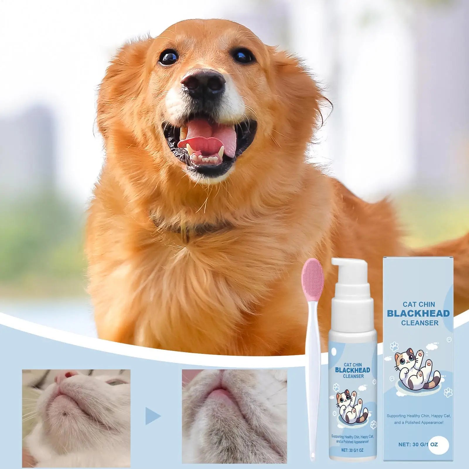 Black Head Remover for Cats Chin Hair Health Cleaner with Brush Grooming Supplies Deep Cleansing Solution for Dogs and Cats Qme