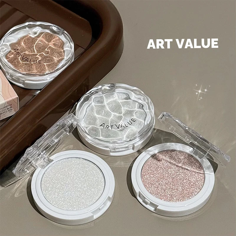 ART VALUE Monochrome Highlighter Powder Palette Champagne Gold Glitter Brighten Shiny Face Makeup Diamond Highlighter Contouring Qme