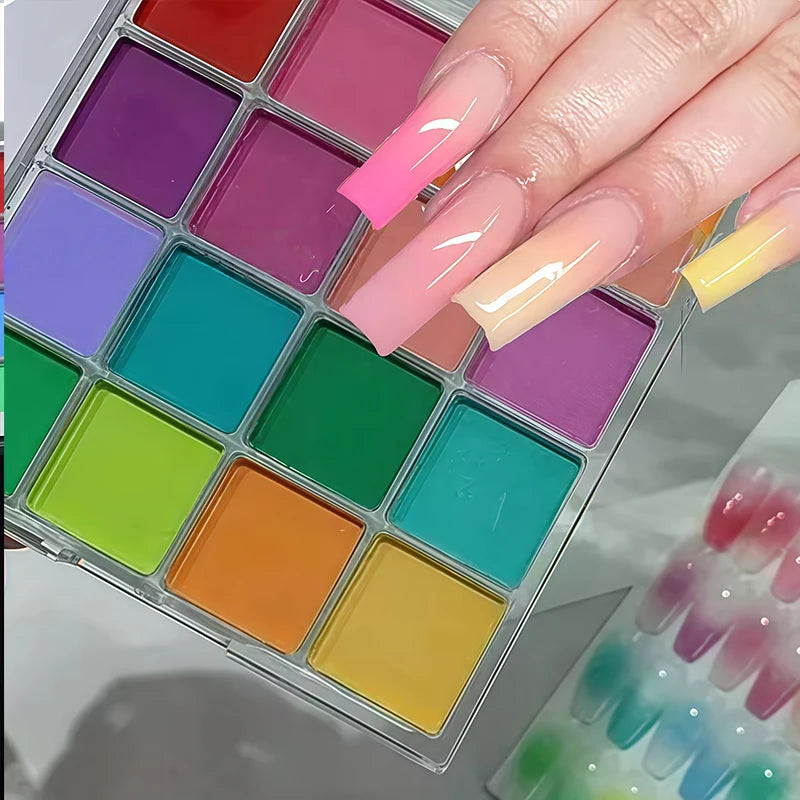 16-grid Nail Polish Powder Pigment Gradient Create Blush Effect Qme