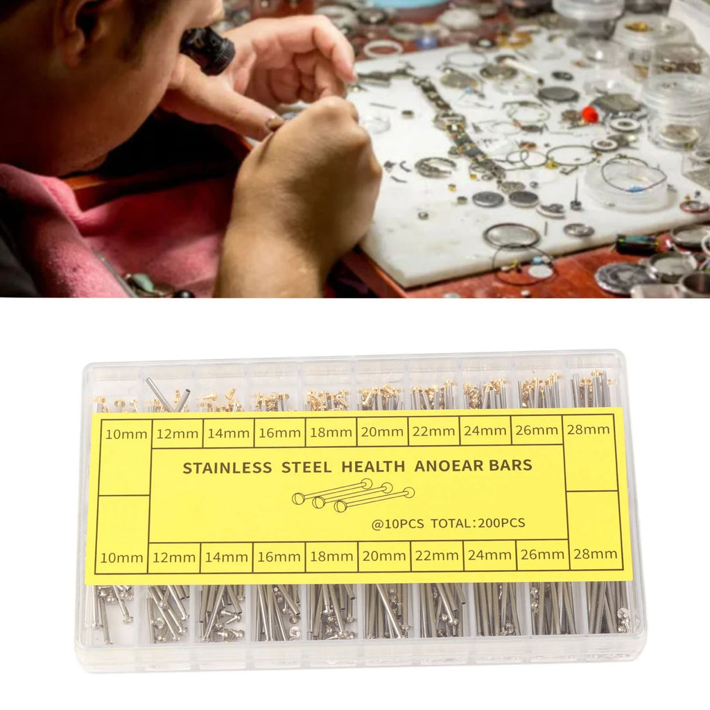 Watch Strap Screw Link Pin Fit Gold Silver Watch Connecting Screw Tube 1.3mm Width 10 Different Size for Watchmaker Qme