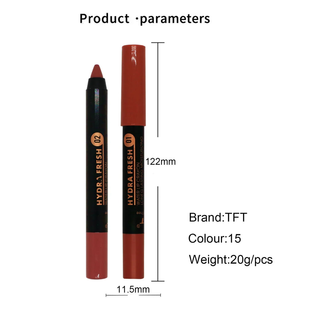 Matte Velvet Lipstick Pencil Waterproof Long Lasting Sexy Red Lip Sticks Non-Stick Cup Makeup Lip Tint Pencil Cosmetics 15Colors Qme