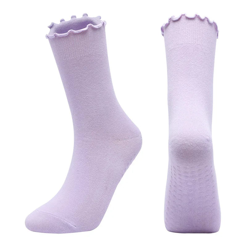 Ladies' Fitness Cotton Breathable Non- Pilates Yoga Socks Damping Dance Ballet Grip Socks Solid Color Casual Knee-high Socks Qme