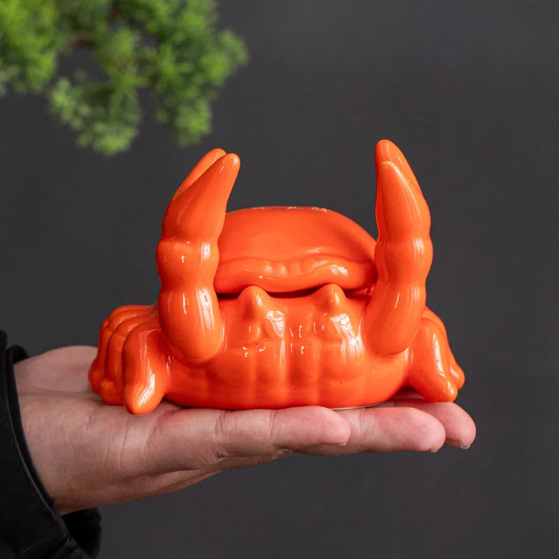 Cute Crab-shaped Ceramic Ashtray Lid Perfect Office Home Ideal Qme