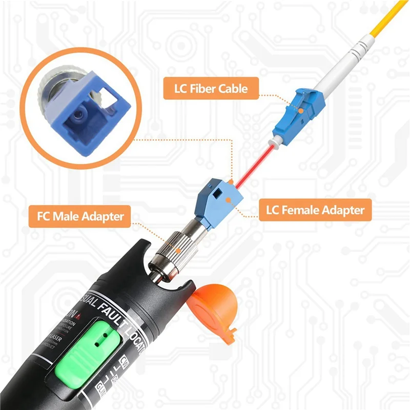 A02F-4X Visual Fault Locator, 30MW Optic Fiber Cable Tester With FC Male To LC Female Adapter, 30KM Red Light Source Meter Qme