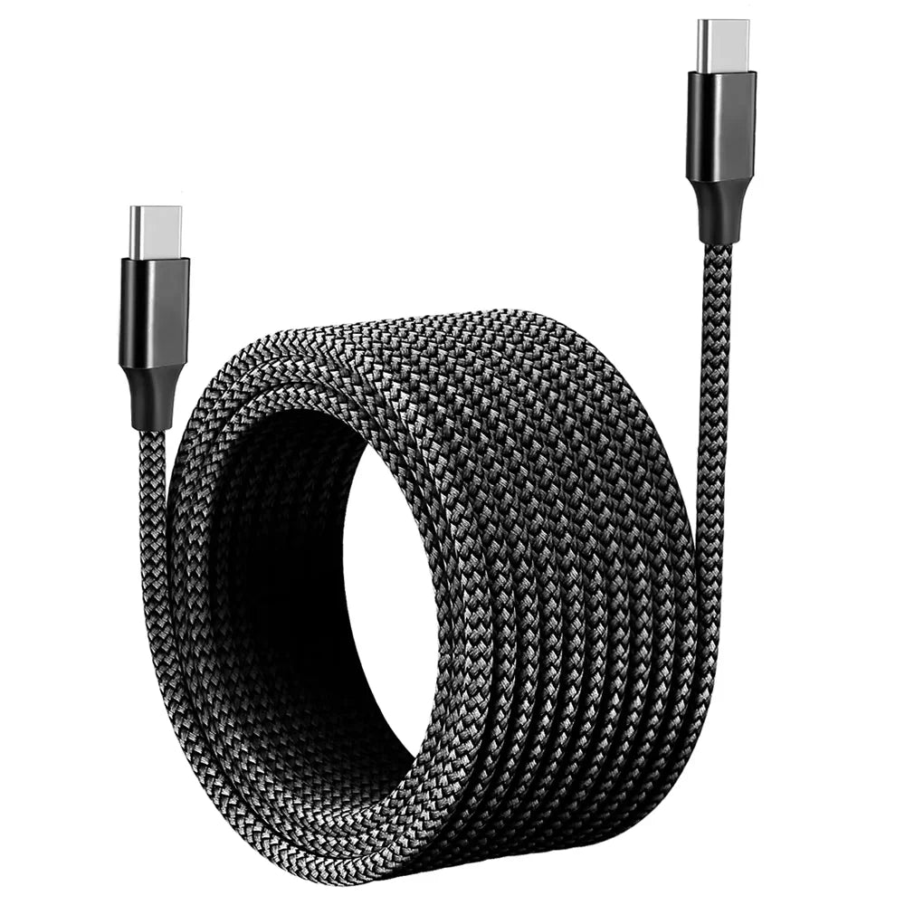 60W 1M 2M 3M 5M 8M Type C To Type C Fast Charging Cable Universal Extended Nylon Braided PD Data Cord for iPhone Oneplus Samsung Qme black 1m