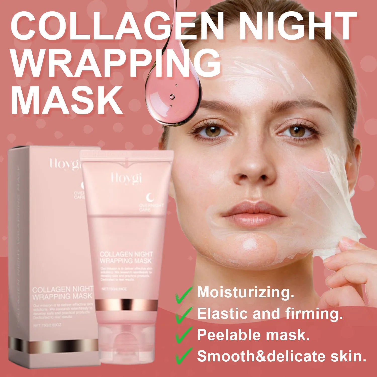 Collagen Overnight Wrapping Peel Off Facial Mask Set Korean Collagen Night Wrapping Mask Deeply Hydrates Night Care Mask Cream Qme