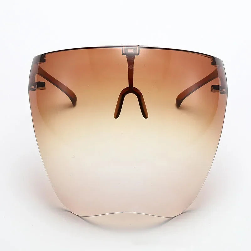 2pcs Protective Faceshield Glasses Sunglasses Transparent Anti-fog Anti-splash Protective Mask Full Face Covered Safety Qme Coffee