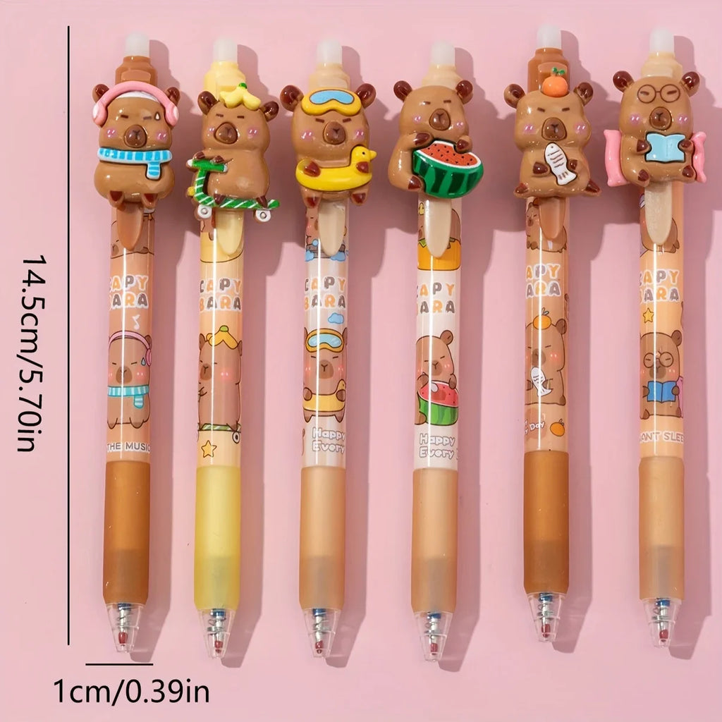 Capybara Erasable Gel Pens, Cute Cartoon Animal Pens For Students Qme