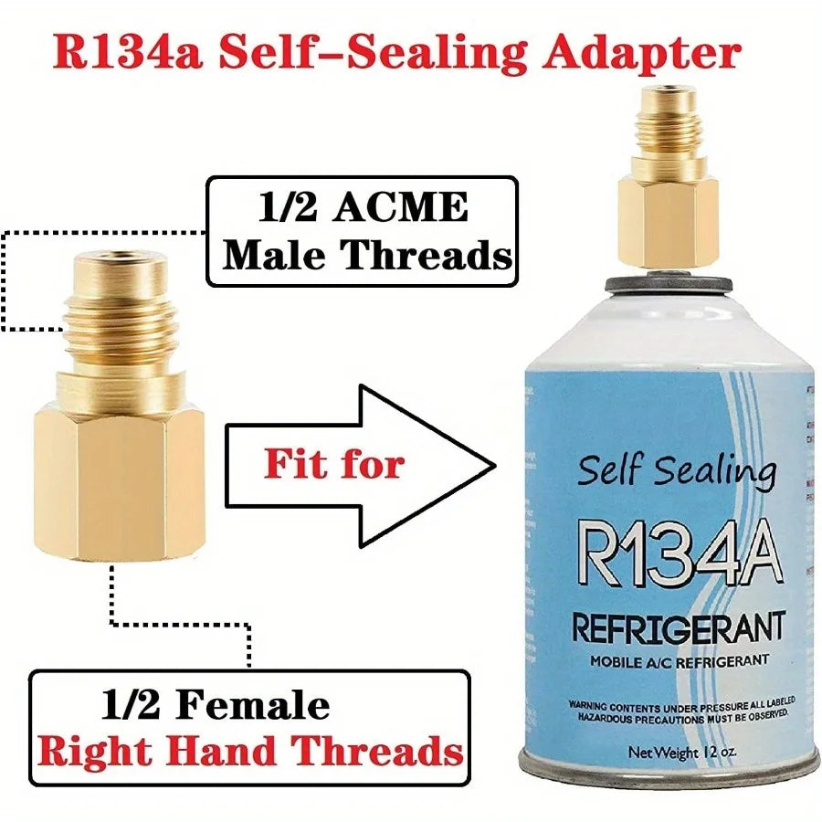 R134A Air-conditioning Freon Refrigerant Charge Hose Kit with Bullet Piercing Valve Hose Refrigerant Tap Adapter Car Accessories Qme