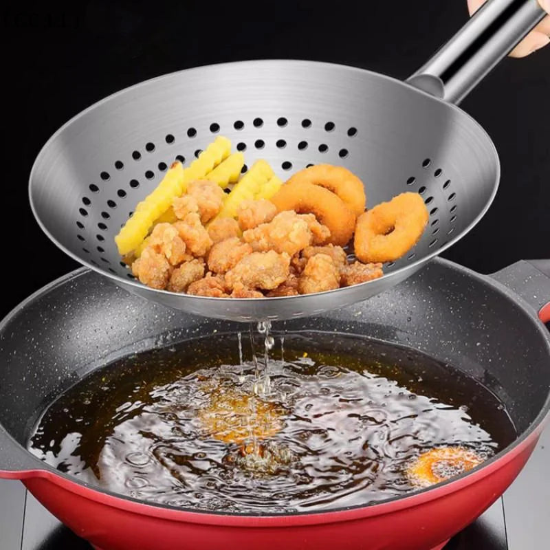 Thickened Stainless Steel Colander Handle Easy Clean Oil Flour Noodle Qme