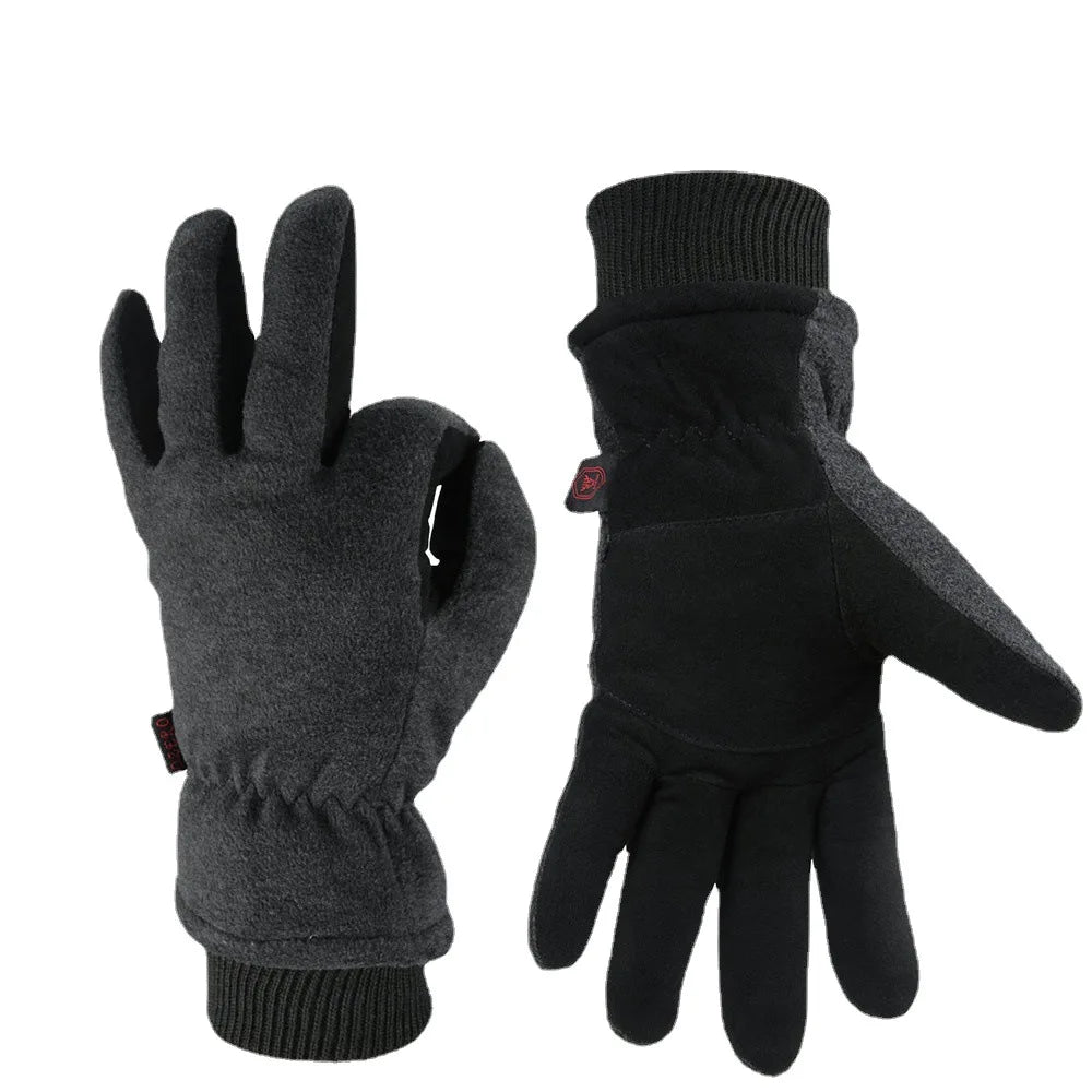 Winter Gloves Deerskin Leather Water-Resistant Windproof Insulated Work Glove for Driving Cycling Hiking Snow Skiing 8008 Qme Gray XL