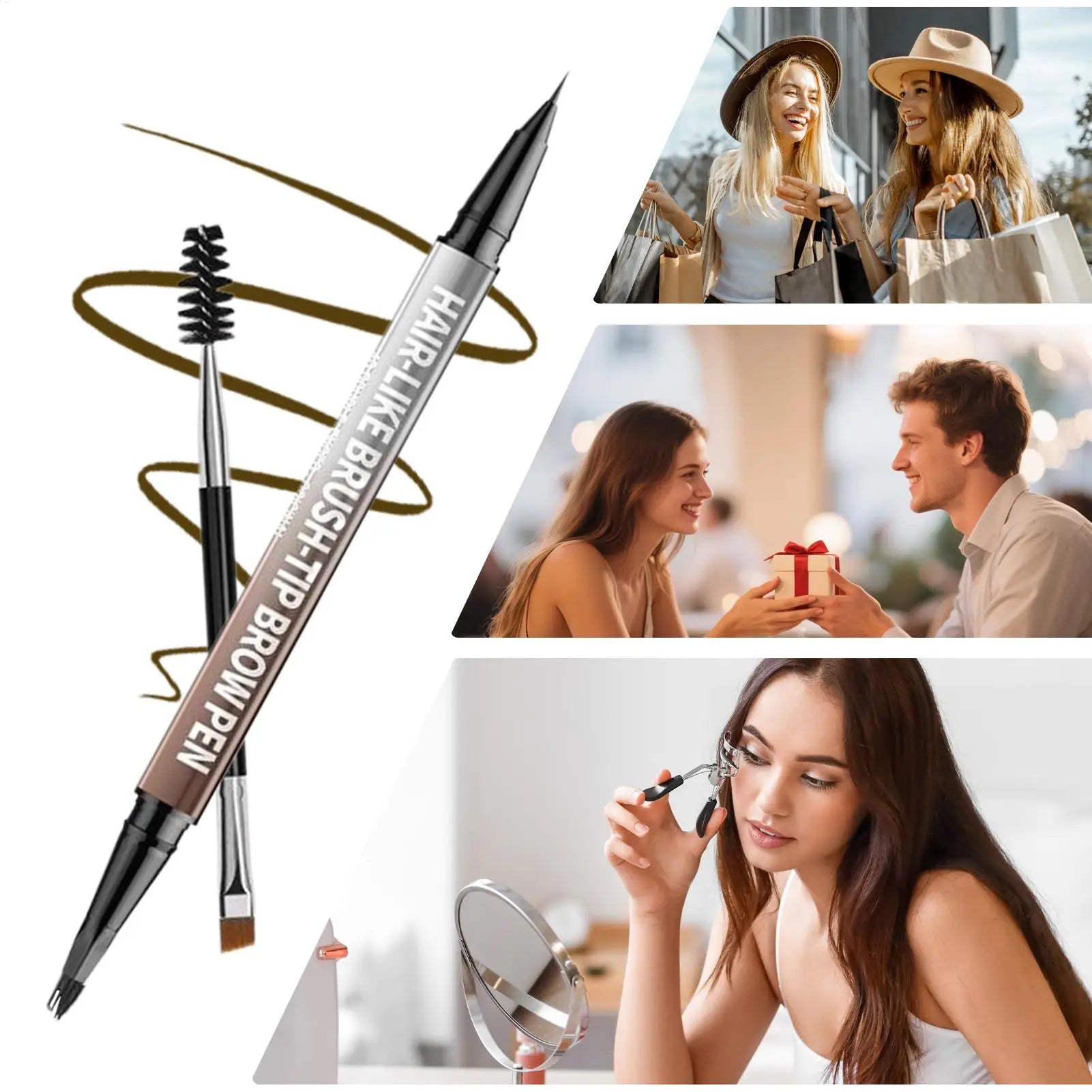 4 Colors Eyebrow Pen Tattoo Pencil Light Brown Gray Black Dark Qme