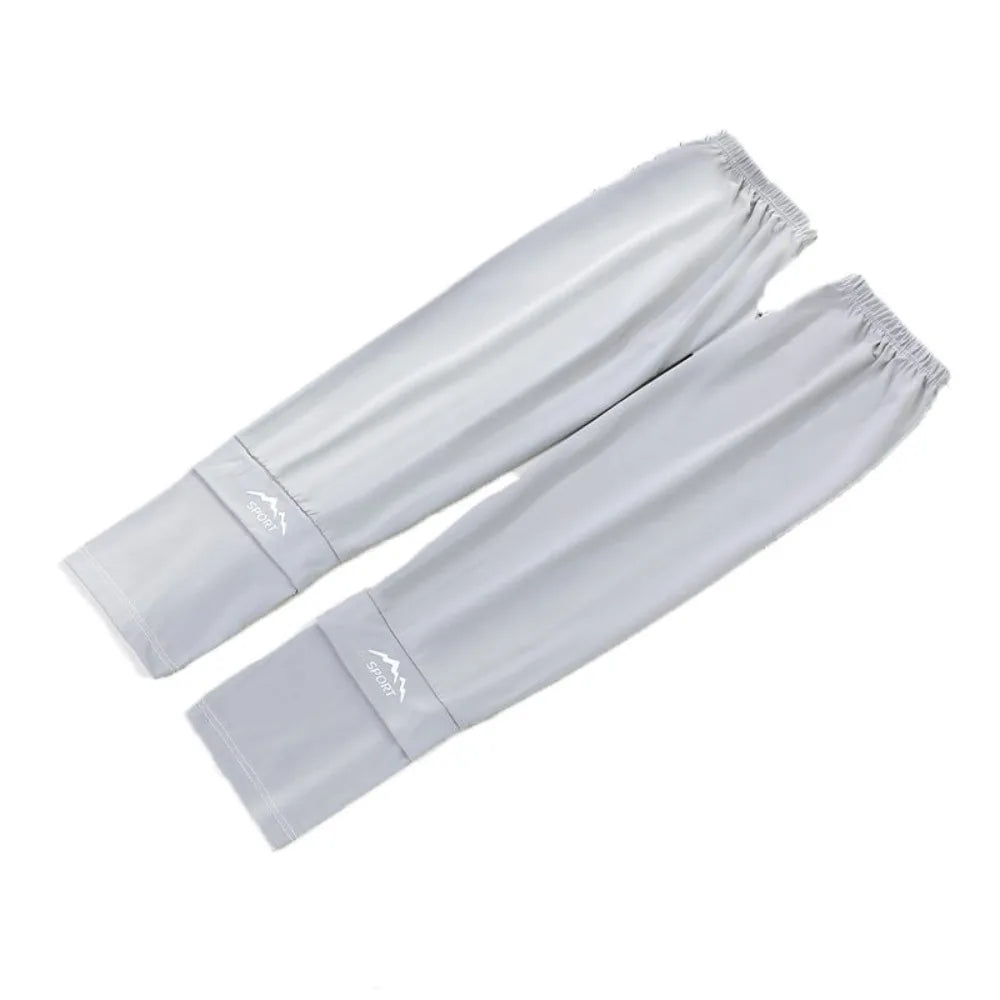 Thin Loose Ice Silk Sleeves UV Insulation Sun Protection Sunscreen Arm Sleeve Anti-UV Long-sleeved Glove Cycling Gloves Driving Qme Style B Light Grey