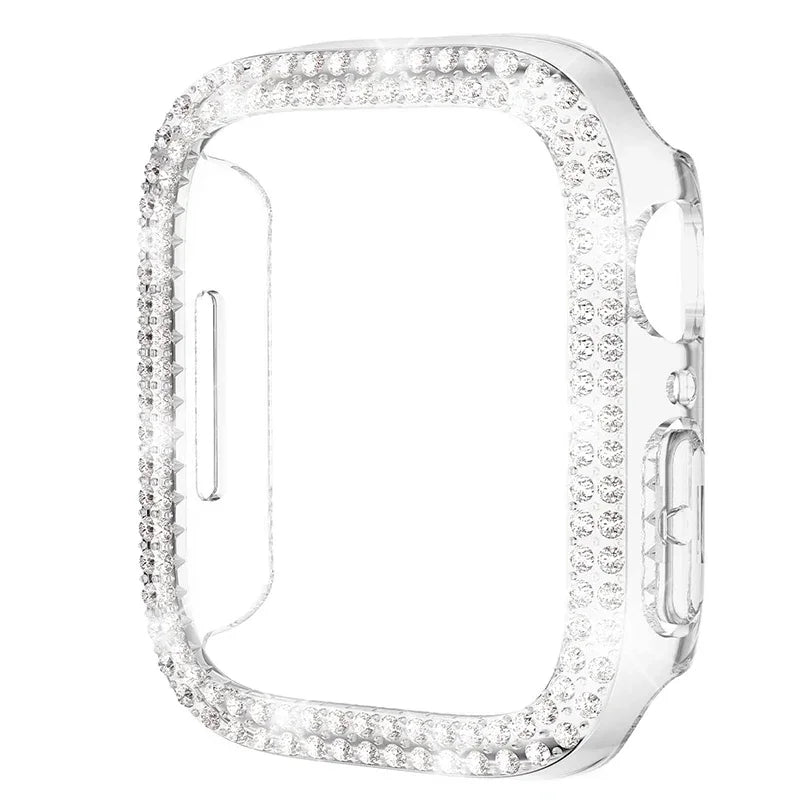 Diamond Case For Apple Watch Cover 9 8 7 41mm 45mm 44mm 40mm Bling Bumper Protector Shell For iWatch Series 8 3 4 5 6 SE Qme Transparent Double 38mm