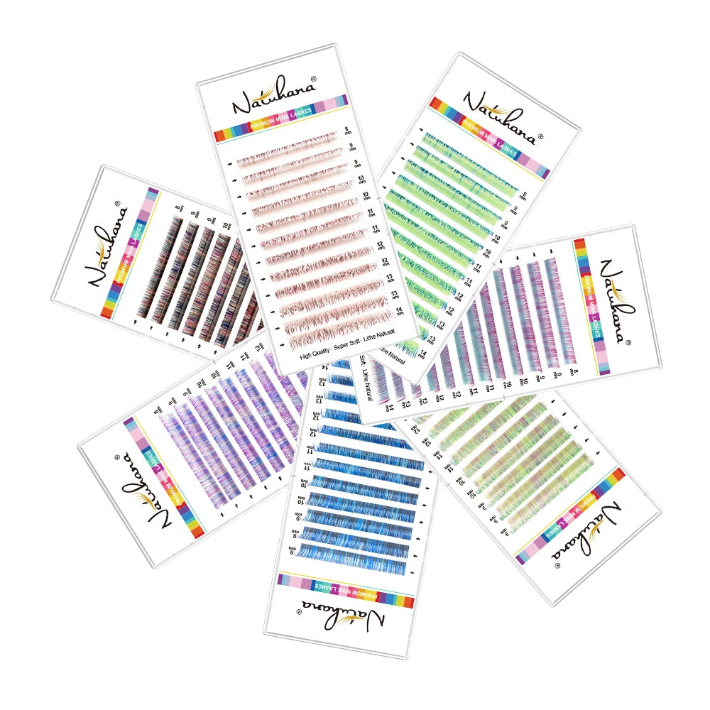 NATUHANA Colored Individual Lash Clusters Rainbow Mix 8- Soft Qme