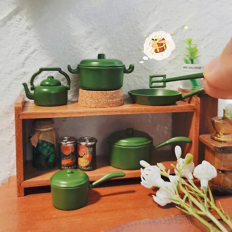 Miniature Dolls House Pot Cookware Kitchen Utensils Decorative Qme