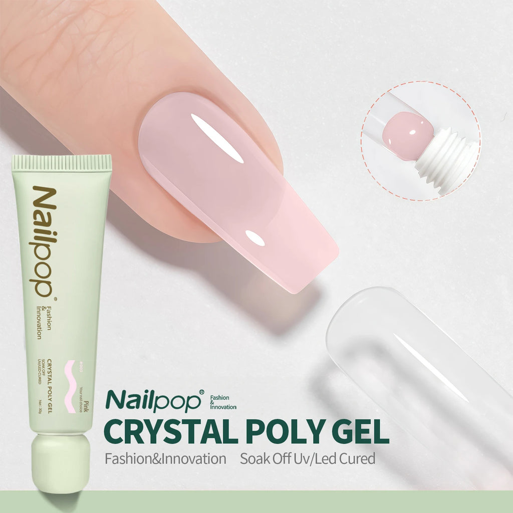 Nailpop Crystal Poly Nail Gel 6 Colors Builder Nails Extension Quick Qme