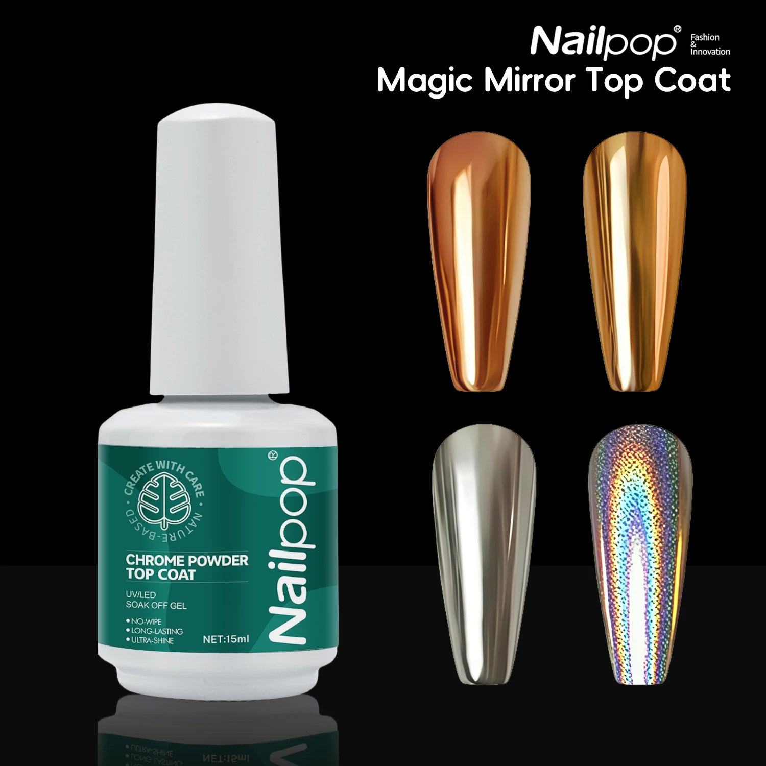 Nailpop Magic Mirror Coat Enhances Effect Long-lasting Shine Shines Qme